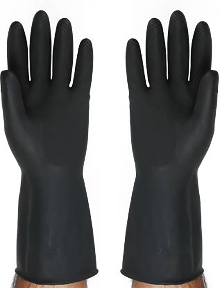 Safies Black Rubber Safety Hand Gloves For Men & Women For Outdoor