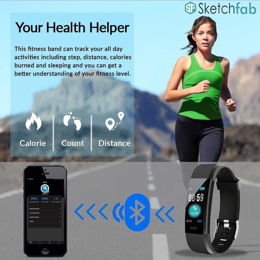 Sketchfab Combo ID115 PLUS M4 Smart Fitness Band Price in India