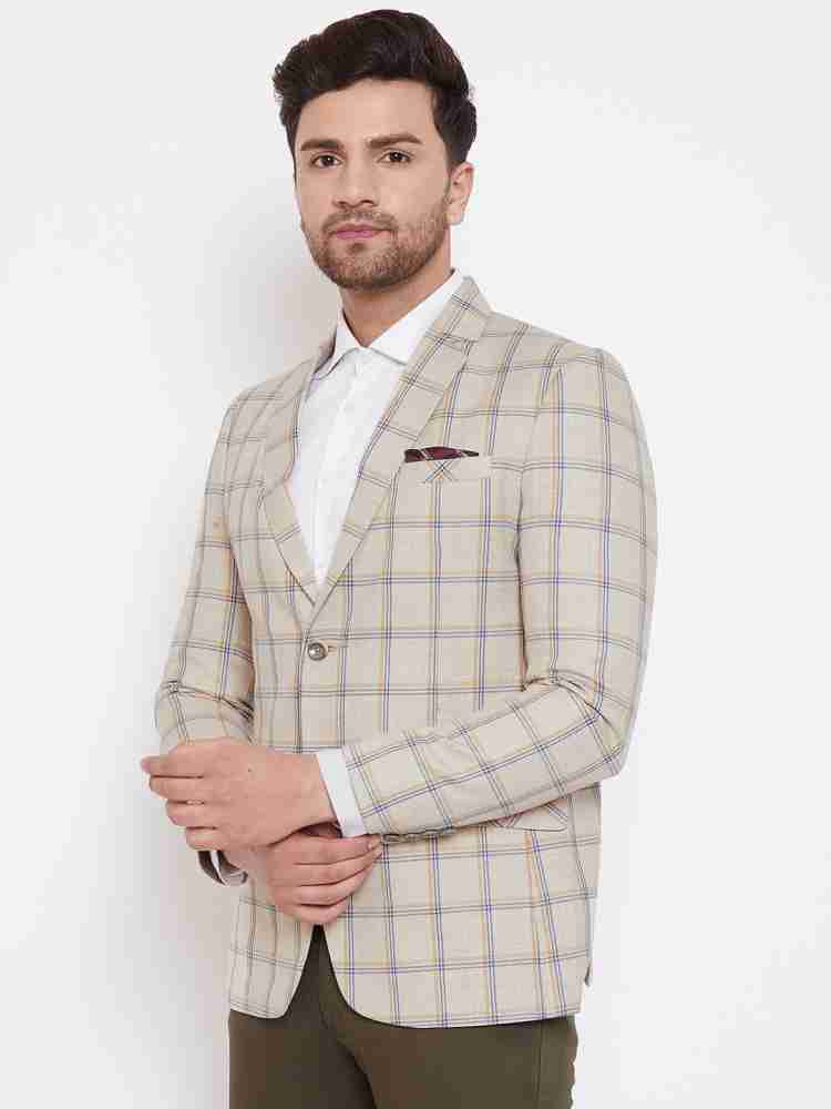 Cream hotsell checked blazer