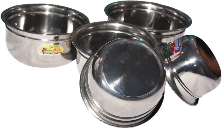 Stainless Steel Curry Biryani Pot Indian Serving Tope Patila Bhagona with  Lid