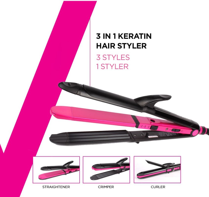 VEGA KGlam Advanced 3 In 1 Hair Styler With Adjustable Temperature  Heat  Protection Covers Straightener Curler  Crimper VHSCC04 Rose Gold   Amazonin Beauty