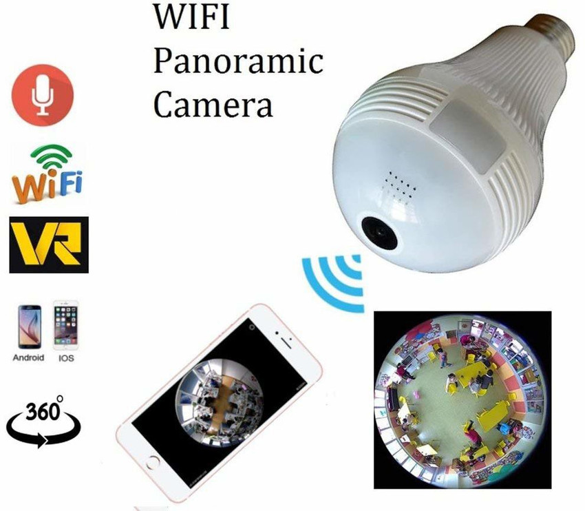 OJXTZF 360 Degree Wide Angle Fisheye WiFi IP Hidden Camera Bulb