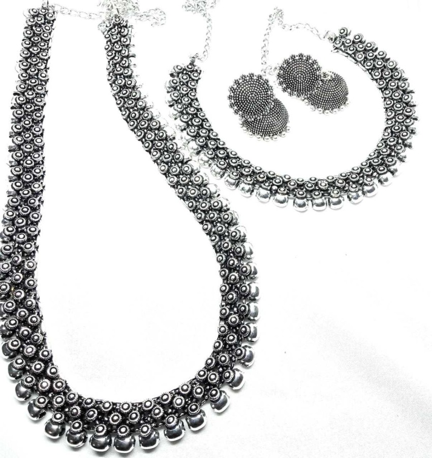 Black metal necklace store set flipkart