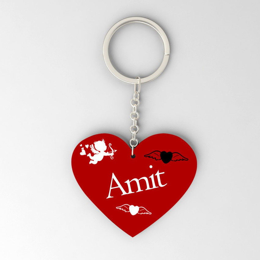 Gifts Zone Amit Name Beautiful Heart Shape Plastic Keychain Best