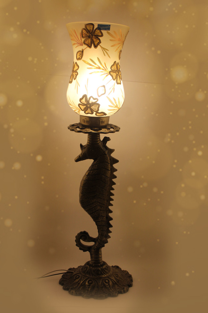 SAVORADE HEAVY HORSE ANTIQUE DESIGN HANDICRAFT MOSAIC TABLE LAMP
