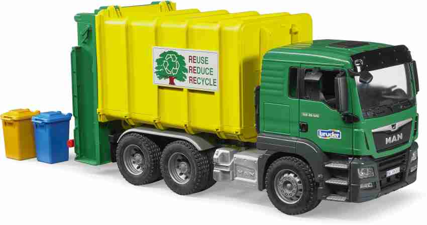 Bruder Man Tgs Rear Loading Garbage Truck (Green) - Man Tgs Rear