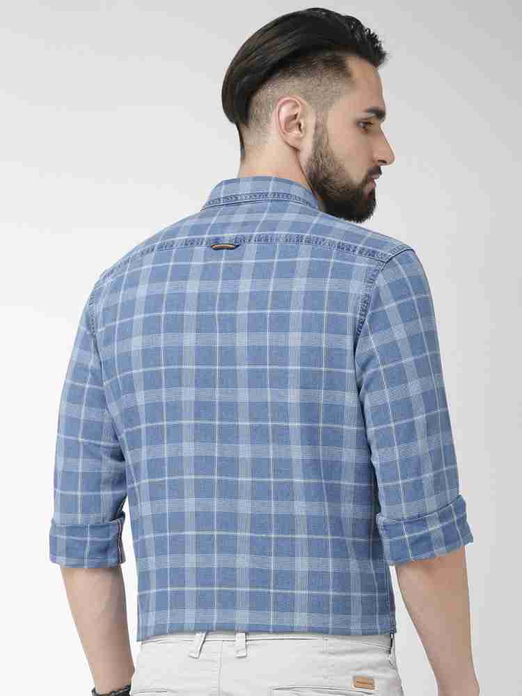 Buy INDIAN TERRAIN Indigo Mens Slim Collar Check Casual Shirt