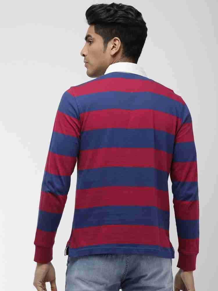 red and blue striped t shirt
