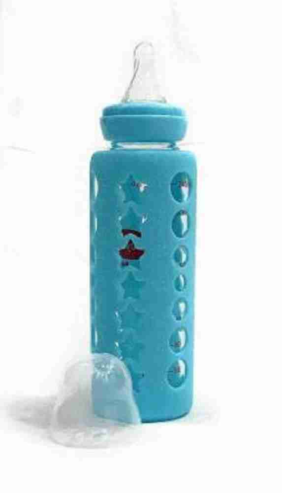 Glass feeding bottle with shop silicone cover