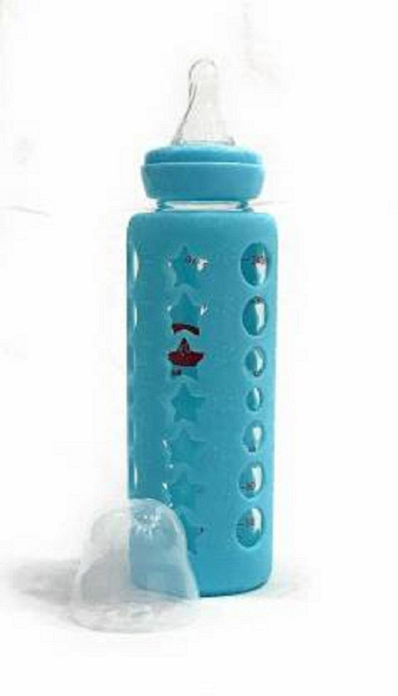 Glass feeding bottle with cover online