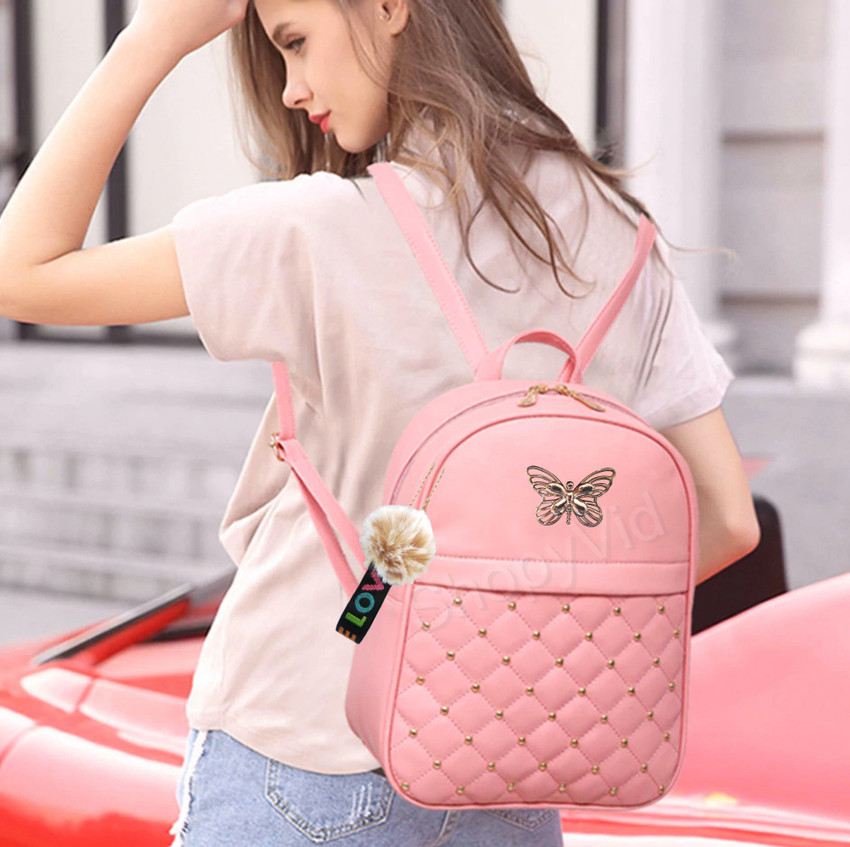 ShopyVid Leather Keychain Butterfly Backpack for Girl s 15 L