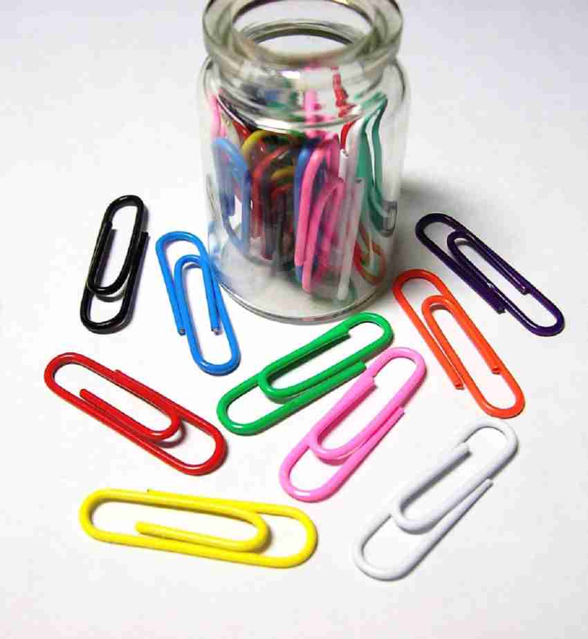 KESETKO Paper Clips 30mm Plastic & Metal Gem Clips, U clips  Multicolor (120 Piece) 