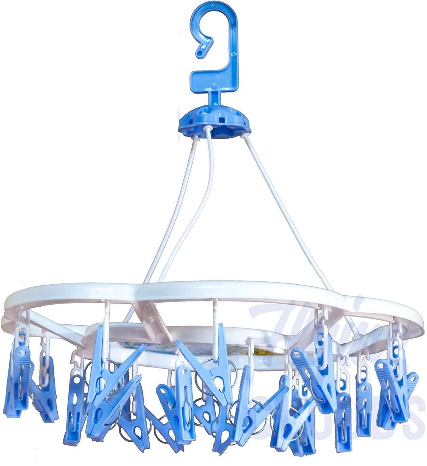 Round cloth Drying Stand Hanger with 24 Clips/pegs, Baby Clothes Hanger  Stand, (Set of 1)