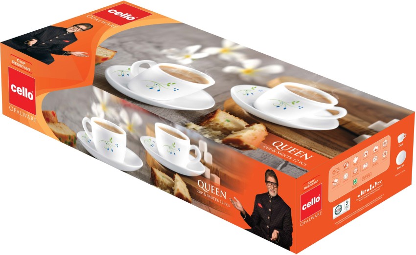 Buy Cello Opalware Tea/Coffee Cup Saucer (set of 12pcs) 130ml Online at  Best Prices in India - JioMart.