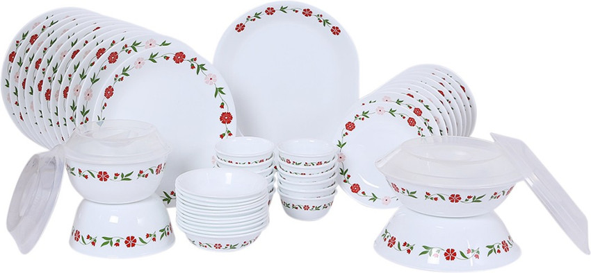 CORELLE Pack of 57 Glass Spring Pink 57 Pieces Dinner Set Dinner