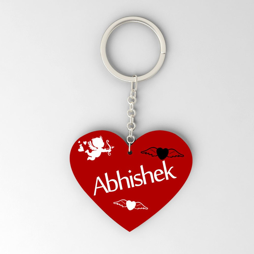 Gifts Zone Abhishek Name Beautiful Heart Shape Plastic Keychain
