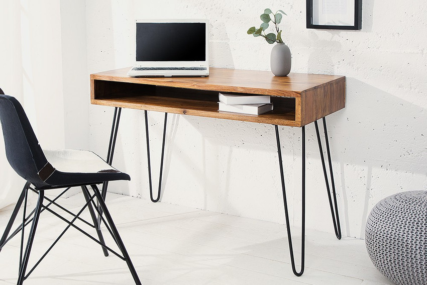 Steppin Sheesham Wood Writing Study Desk For Room Table With Metal