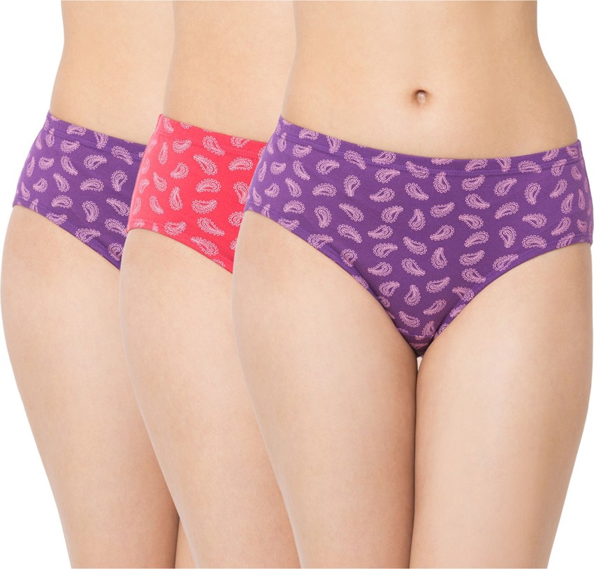 Buy AWEERA Women's Cotton Low Waist Printed Thong Panty Pack of 2 (S,  Multicolor) at