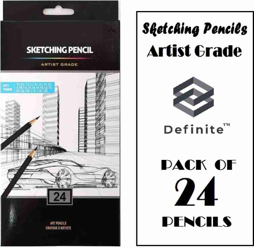 Definite Art Professional Drawing Sketching Pencil Set; Degree Grade Pencils-  14B, 12B, 10B, 9B, 8B, 7B
