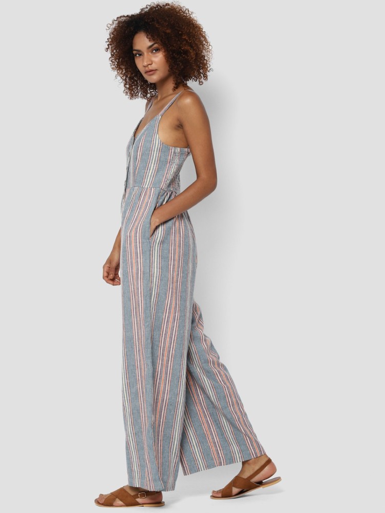 American eagle blue and white sale striped jumpsuit