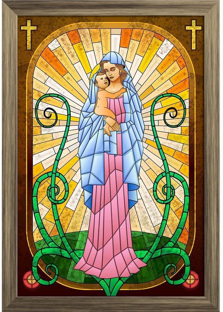 Saint Mother Mary Jesus Religous retailer Art Print in Gold Frame