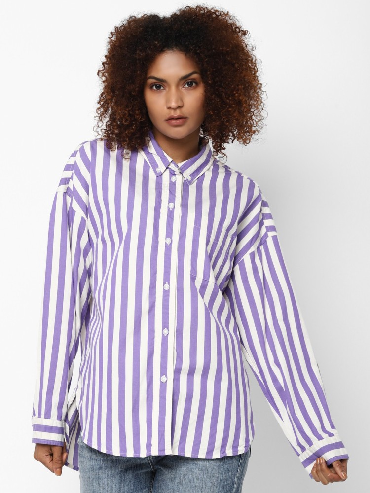 purple striped shirt womens