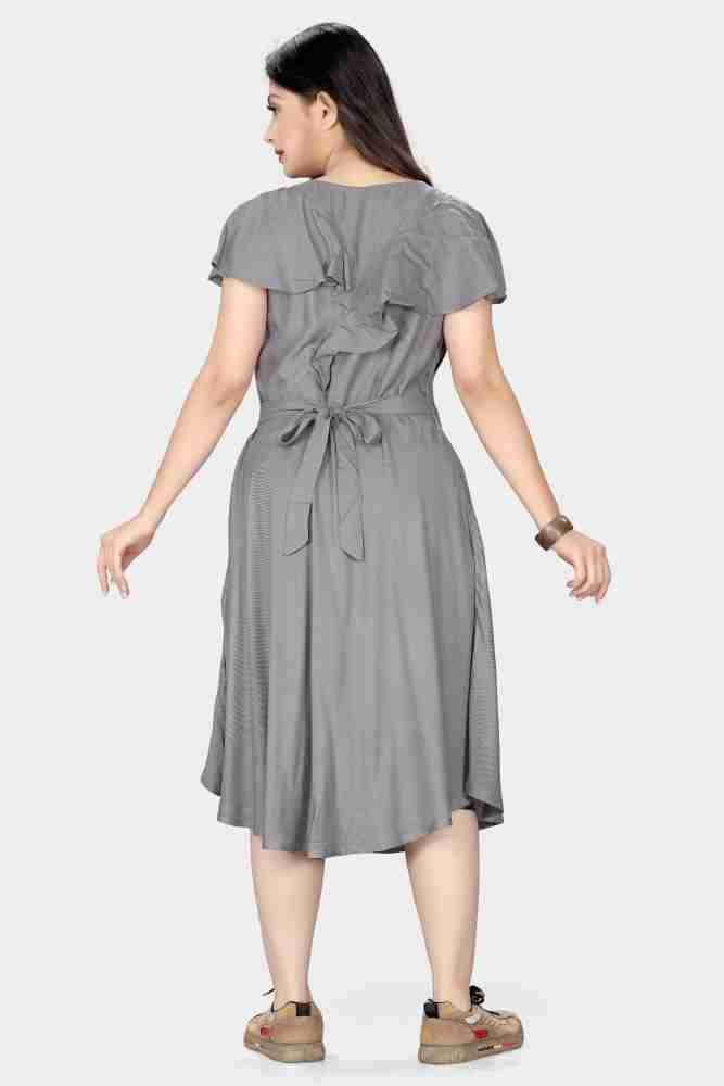 Prime clothing Women Fit and Flare Grey Dress - Buy Prime clothing Women  Fit and Flare Grey Dress Online at Best Prices in India