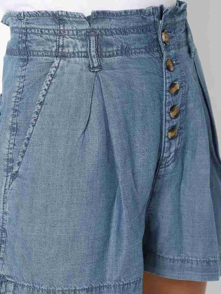 American Eagle Outfitters Solid Women Blue Denim Shorts - Buy