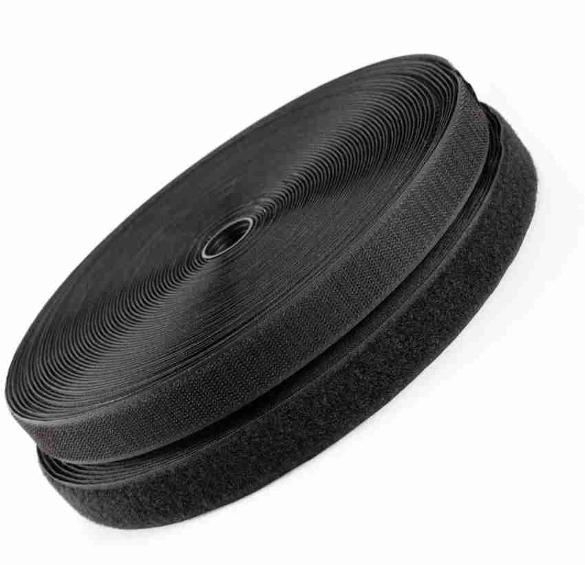 Cryonics India Velcro 10 m Black Hook + Loop Fastener tape roll strips Used  in Sofas Backs, Footwear, Pillow Covers, Bags, Purses, Curtains etc.  (10Meter Black) Sew-on Velcro Price in India 