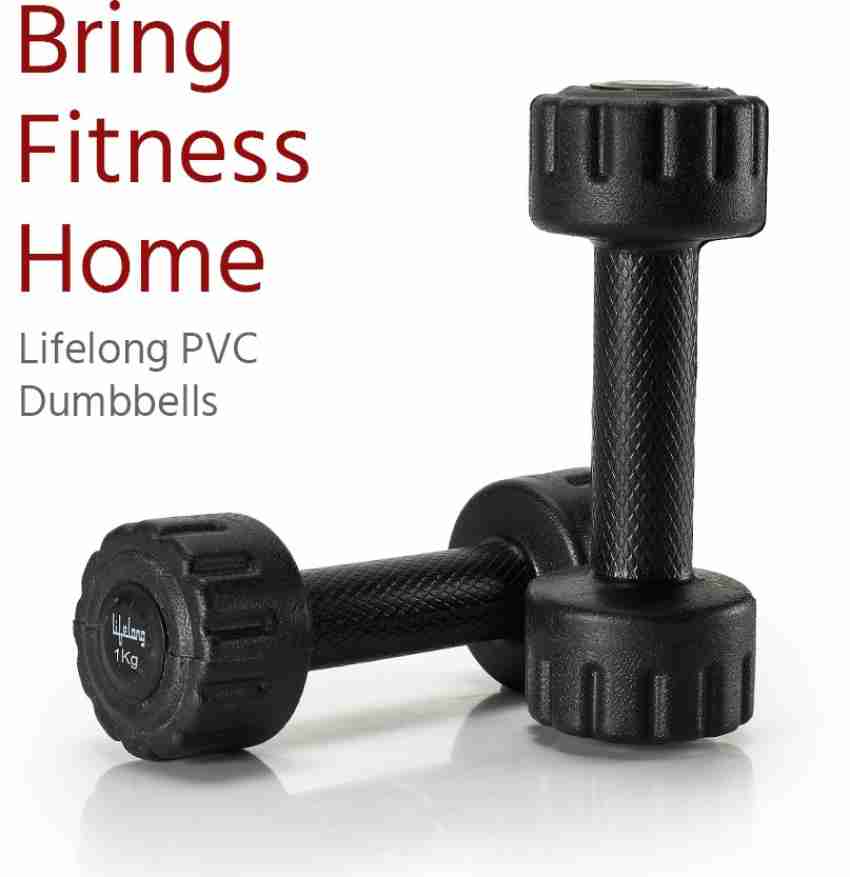 Lifelong  PVC Dumbbells 2 x 2=4kg Weights (Black Color) Fitness