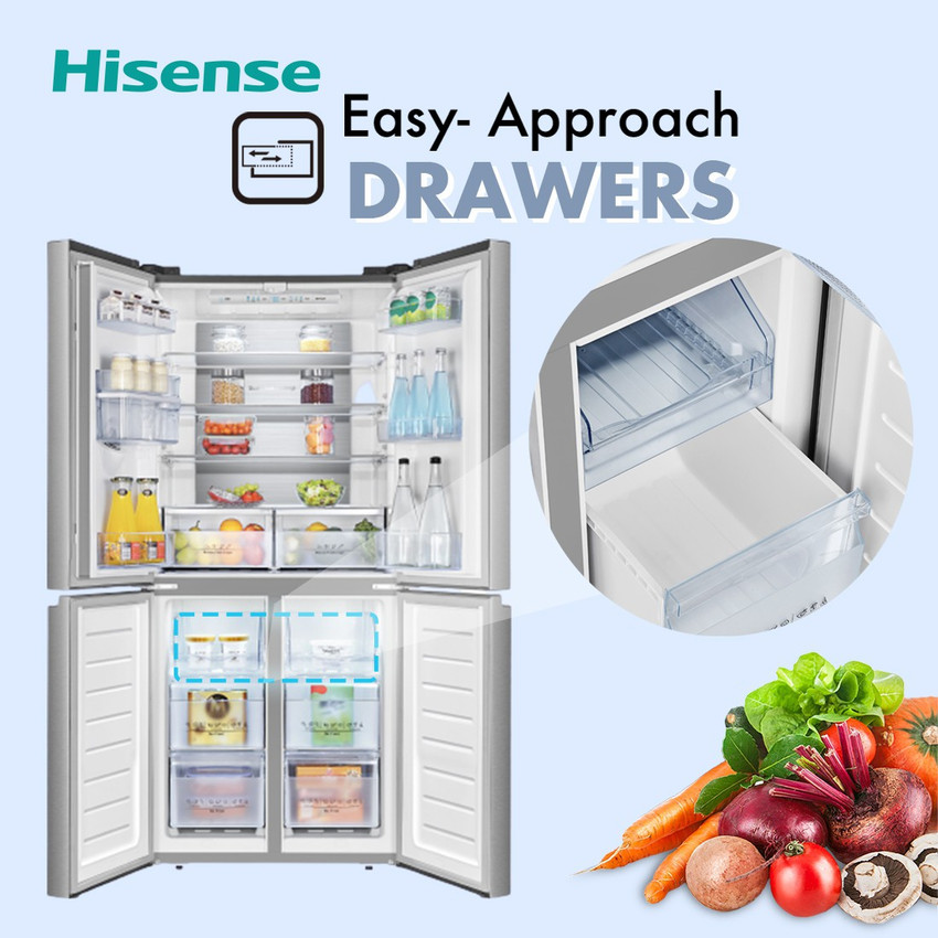 Hisense 507 L Frost Free French Door Bottom Mount Refrigerator