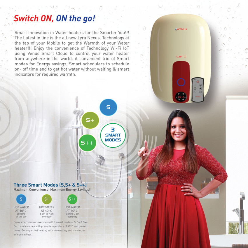 Venus 25 L Storage Water Geyser (25RW Lyra Nexus 25-Litre  (Ivory/Winered),WiFi enabled, IoT , Control with Android App from anywhere,  Ivory) Price in India - Buy Venus 25 L Storage Water Geyser (