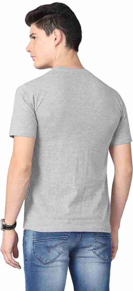 TWEAR Embroidered, Solid Men Round Neck Grey T-Shirt - Buy TWEAR