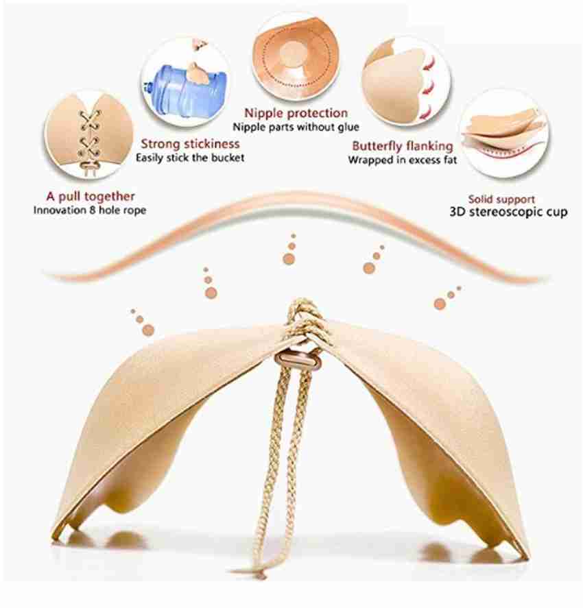 Boolavard Women's Self Adhesive Silicone Invisible Push-Up Bra (A,  Drawstring Beige) : : Clothing, Shoes & Accessories