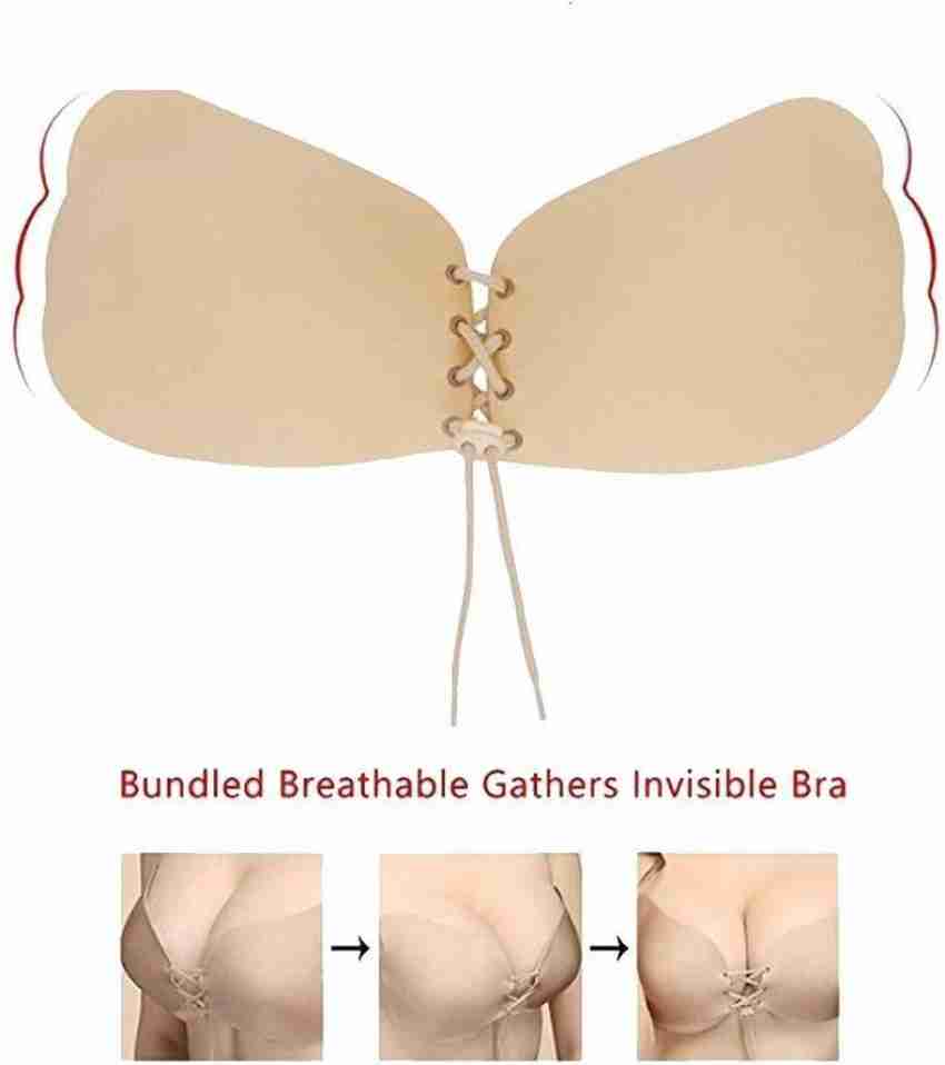 ORENAME Women's Silicone Gel Stick-On Bra Women Invisible Push up Design  Bra Invisible Sticky Bra Non Padded Wire Free Strapless Self Backless