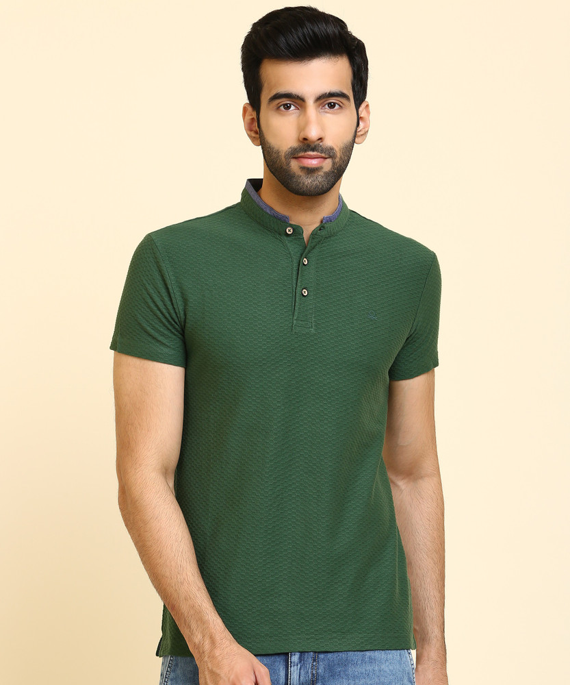 United Colors of Benetton Self Design Men Mandarin Collar Green T Shirt Buy United Colors of Benetton Self Design Men Mandarin Collar Green T Shirt Online at Best Prices in India Flipkart