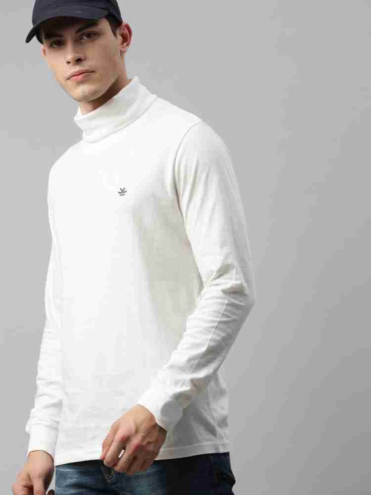 WROGN Solid Men Turtle Neck White T-Shirt - Buy WROGN Solid Men Turtle Neck  White T-Shirt Online at Best Prices in India