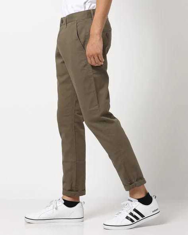 Buy Black Cotton Textured Slim Fit Formal Trousers online | Looksgud.in