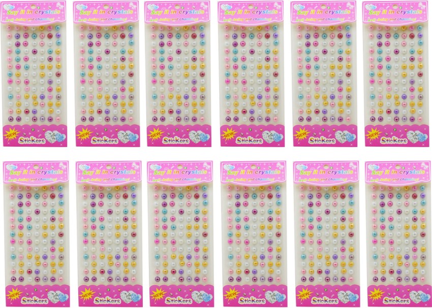 White Pearl Beads Self Adhesive Decoration Stickers For Art & Crafts,  School Projects And Multipurpose Use.