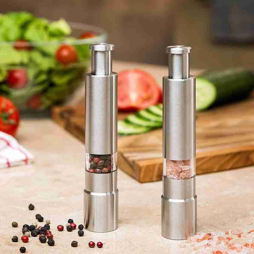 Trudeau 6" Stainless Steel One-Hand Thumb Pepper Mill