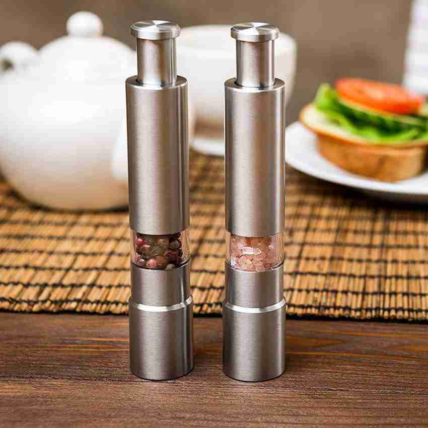 Trudeau 6" Stainless Steel One-Hand Thumb Pepper Mill