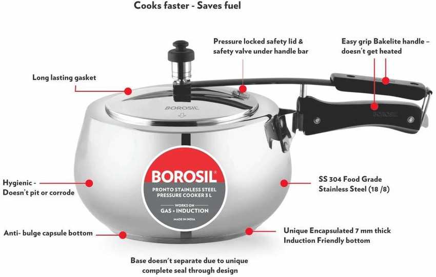 Borosil steel cooker deals