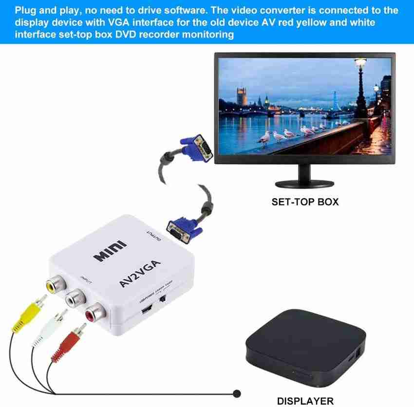 TERABYTE Mini AV2VGA Video Converter Convertor Box AV RCA CVBS to