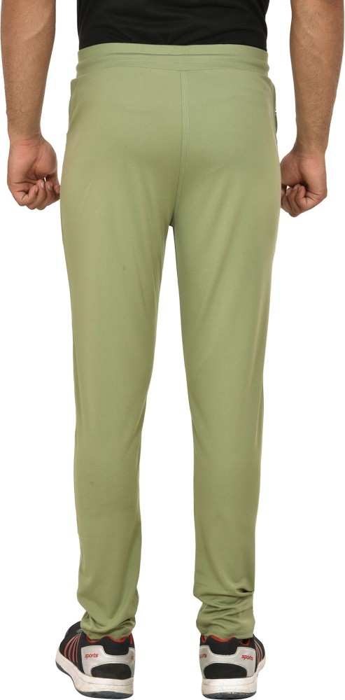 Men Light Green Track Pants side pocket Established