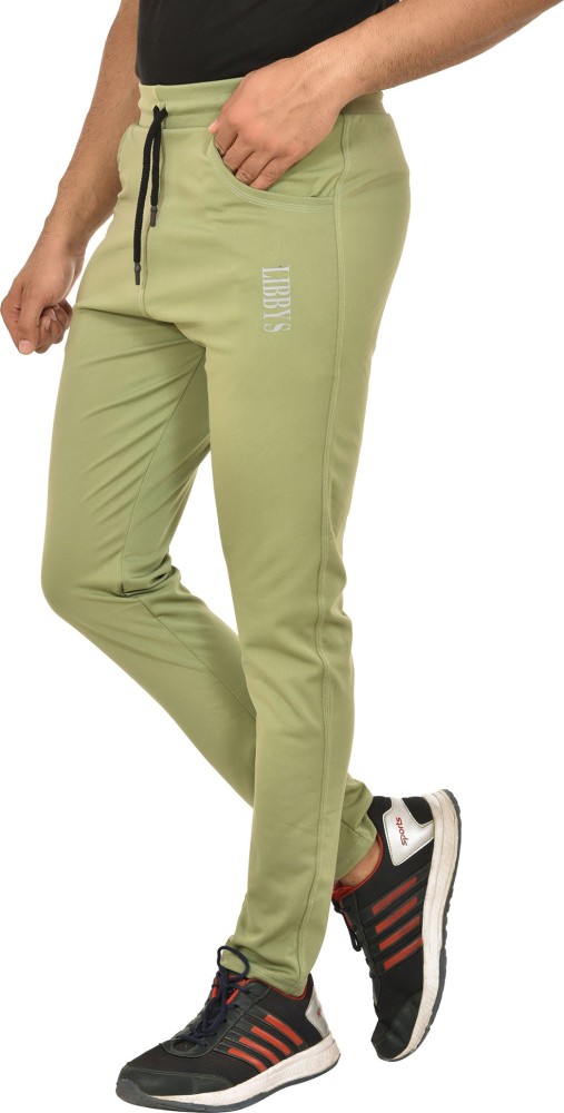 Men Light Green Track Pants side pocket Established