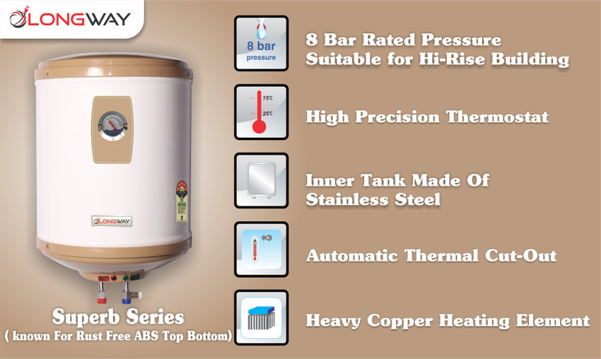 Longway 25 L Storage Water Geyser (SUPERB WITH INSTALLATION KIT, IVORY)  Price in India - Buy Longway 25 L Storage Water Geyser (SUPERB WITH  INSTALLATION KIT, IVORY) online at Flipkart.com