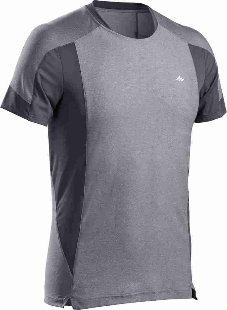 Decathlon QUECHUA Solid Men Round Neck Grey T Shirt Buy