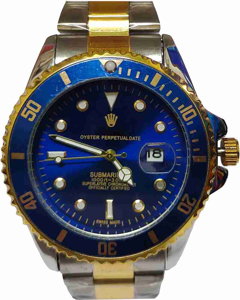 Abir Sales Rolex Blue Dial Gold Big Dial With Metallic Straps