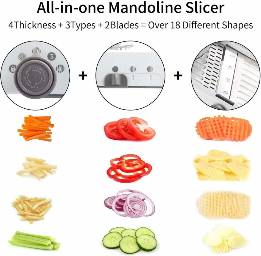 Adjustable Mandoline Food Slicer, Lychee Stainless Steel Vegetable Slicer Chopper Onion Potato Fruit Cutter Julienne Slicer for Kitchen, Green, Size