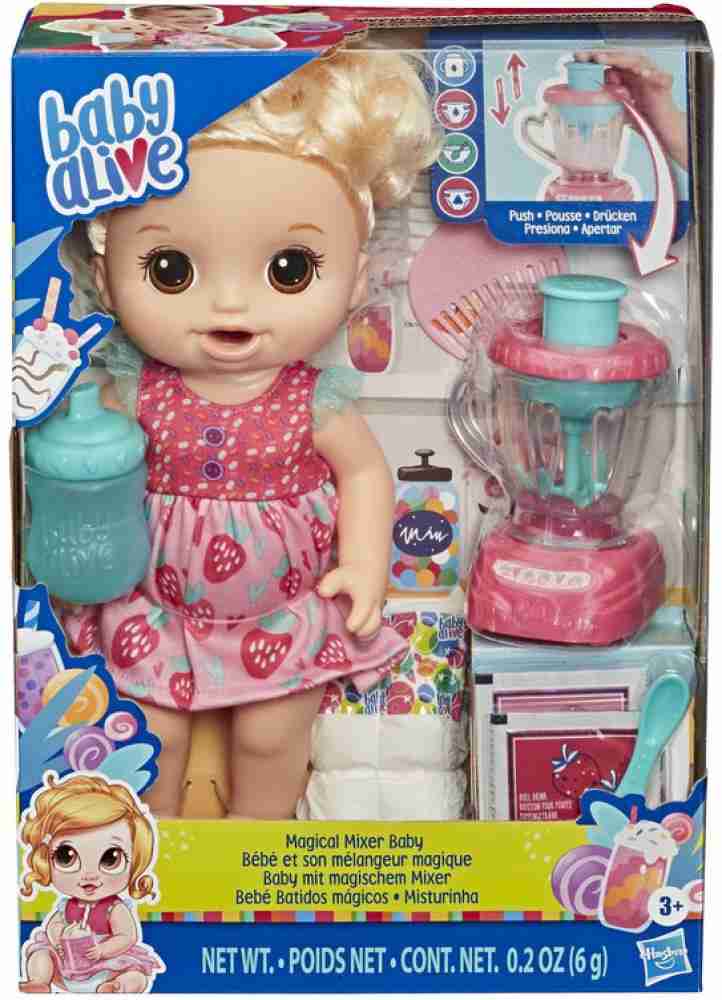 Baby Alive Magical Mixer Baby Doll, Strawberry Shake, Doll with Toy  Blender, Baby Doll Set for Kids 3 and Up, Blonde Hair